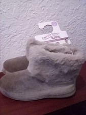 Totes Suede Faux Fur Lined Slippers Boots UK 7-8 NEW