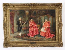 Antique Italian Oil Painting Violin Recital Ettore Ascenzi  19th C