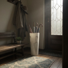 49cm Classic Umbrella Stand Cream Metal Round Tall  Umbrella Pattern Design