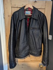Aero Highwayman Size 48 Men's Black Steerhide Leather Jacket