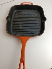 Orange Enamel Cast Iron Griddle Pan In Le Creuset Style 24cm 
