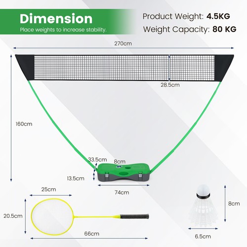 Badminton net set all - net, all-in-one