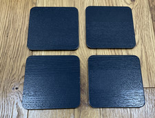 Next Set of 4 Coasters Wooden Black Veneer Table Mats 10cm x 10cm