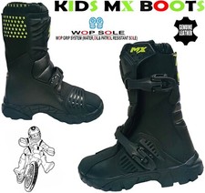 KIDS REAL LEATHER OFF - ROAD MOTORBIKE / MOTOCROSS MX SPORTS SHOES / BOOTS