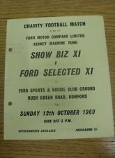 12/10/1969 Ford Selected XI v Show Biz XI [Friendly] (Four Pages, Punched Holes