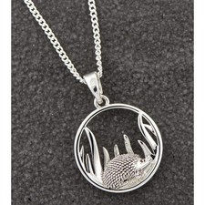 equilibrium Necklace Silver Plated - Country Hedgehog Round Pendant