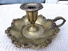ANTIQUE VINTAGE SILVER-PLATED CHAMBER CANDLESTICK CANDLEHOLDER