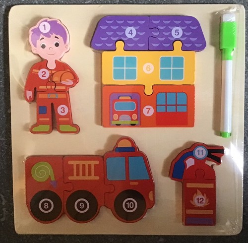 Wooden fire brigade puzzle - wooden, fire-brigade