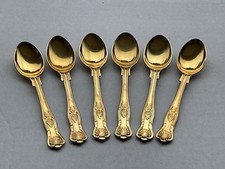 Set 6 Silver Plated Gilt Washed Coffee Spoons - Kings Pattern