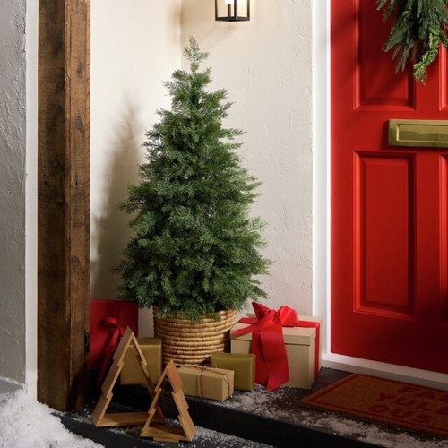 4ft potted conifer artificial - potted,