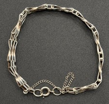 Hallmarked Vintage Sterling Silver 3 Bar Gate Bracelet Safety Chain approx 18cm