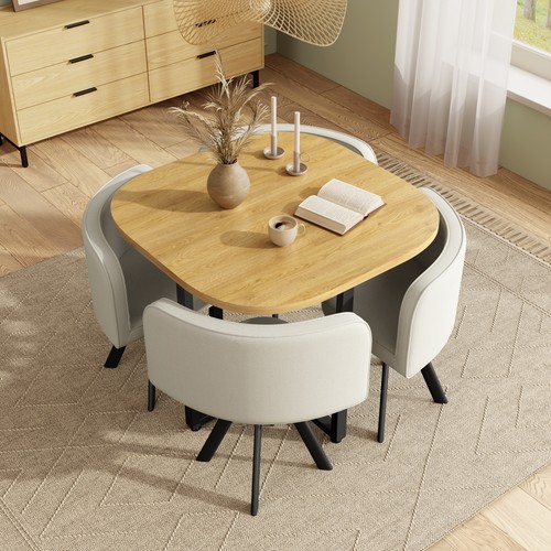 Square wooden dining table - wooden, &