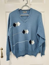 Vintage Wolsey Scotland Knitted Pullover, Wool Blend Blue Mix Size XL