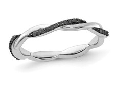 1/6 Carat (ctw) Black Diamond Twist Ring Sterling Silver
