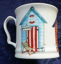 Beach Huts colourful fine bone