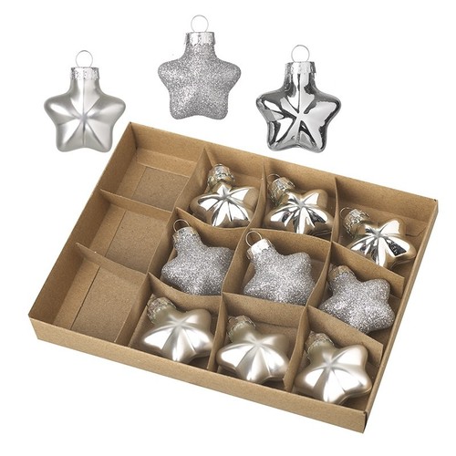 Box silver glass star - silver,
