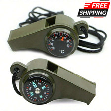 3-in-1 Emergency Survival Whistle w/ Compass & Thermometer – Camping Hiking Gear