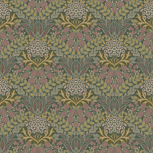 Green damask wallpaper floral - green,