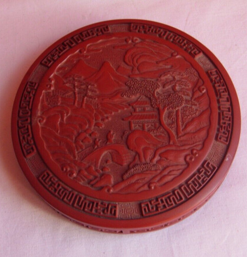 Cinnabar trinket box circular