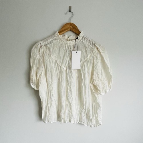 Zara cream semi sheer blouse - cream,