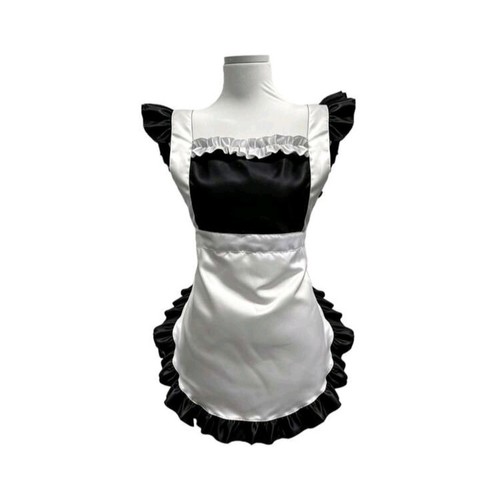 Black and white maid apron - white,