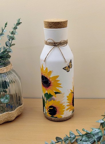 Sunflower glass vase carafe - glass, vase,