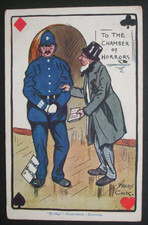1904 STANLEY COCK Comic WAXWORKS BRIDGE CARDS CHAMBER OF HORRORS WAX POLICEMAN
