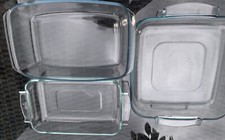 PYREX Rectangular 3 CLEAR GLASS DISHES,SUITABLE For LASAGNE, PIES, DESSERTS,ETC
