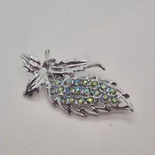 Leaf AB Rhinestone Brooch