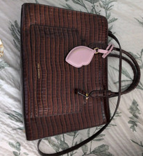 lulu Guiness brown croc annie