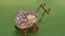 Vintage Swarovski  Crystal  Pram With Swan Stamp On Base ,no Box