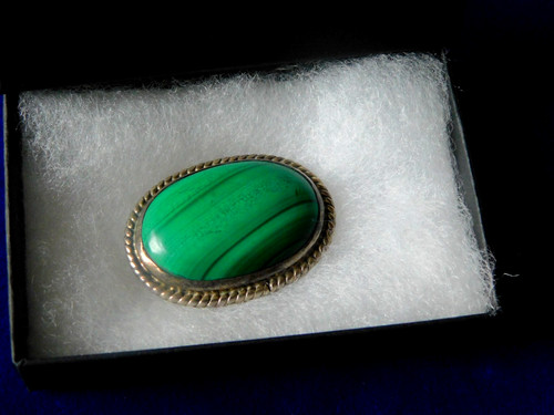 Vintage natural malachite pin - natural,