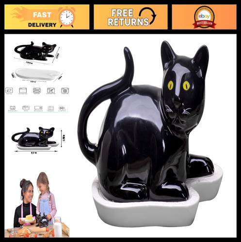 Ceramic black cat butter - ceramic,