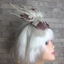 Light  Plum & Cream Coloured Headband Feather Fascinator