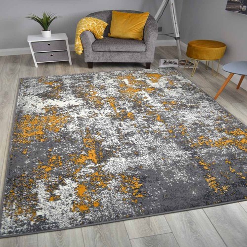 Gold grey marble rug small - gold,