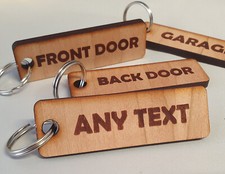 Personalised Wooden House Door Key Fob Tag Keyring Wood label Number Name Gift