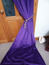 Velvet DOOR Curtain. Purple & Tie. 103" Drop x 40"Wide. Newly made. Gold Lining