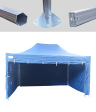 MCD Pop 50mm Blue Industrial Pop Up Gazebo 3m x 4.5m Easy Up Stall With Sides