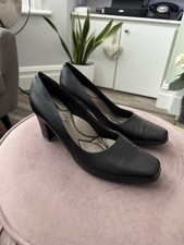 Piccadilly Black Leather Lightweight Comfort Cabin Crew Heels NEW Uk 5 Eu 38