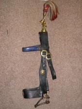 Antique 'J.Simpson, Wigton' Black Leather Shire Horse Bridle With Brass & 7" Bit