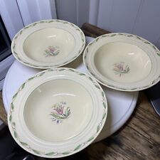 new hall romney Bowls X 3. Pudding Soup Cereal Fruit. Pink Tulip. Susie Cooper?