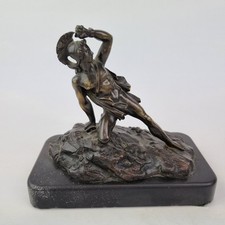 Antique 19thC Bronze Figure Centurion? Soldier On Slate Base