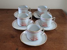 5 X Spode Trade Winds Coffee Cups & Saucers Brig Eliza 1865 W 128