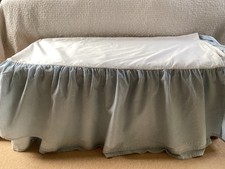 Pair of Vintage Laura Ashley pale blue gingham single bed valances