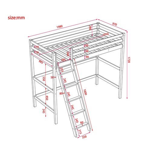 Pine wood bed frame - wood,