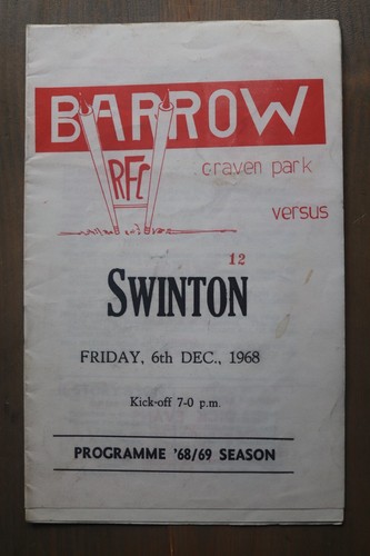 Barrow swinton 1968 1969 - barrow, v