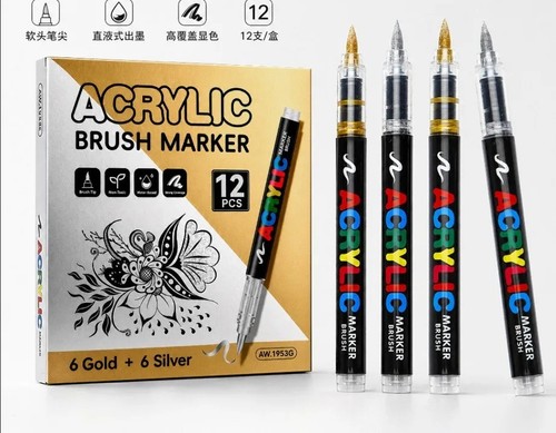 Gold silver acrylic paint - 12,
