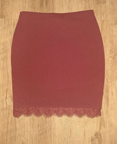 Burgundy tube skirt - , lace