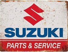 SUZUKI PARTS & SERVICE BIKE Retro Vintage Look Metal Sign Gift Workshop Kitchen