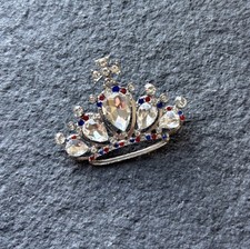 Silver tone crown brooch with - brooch,